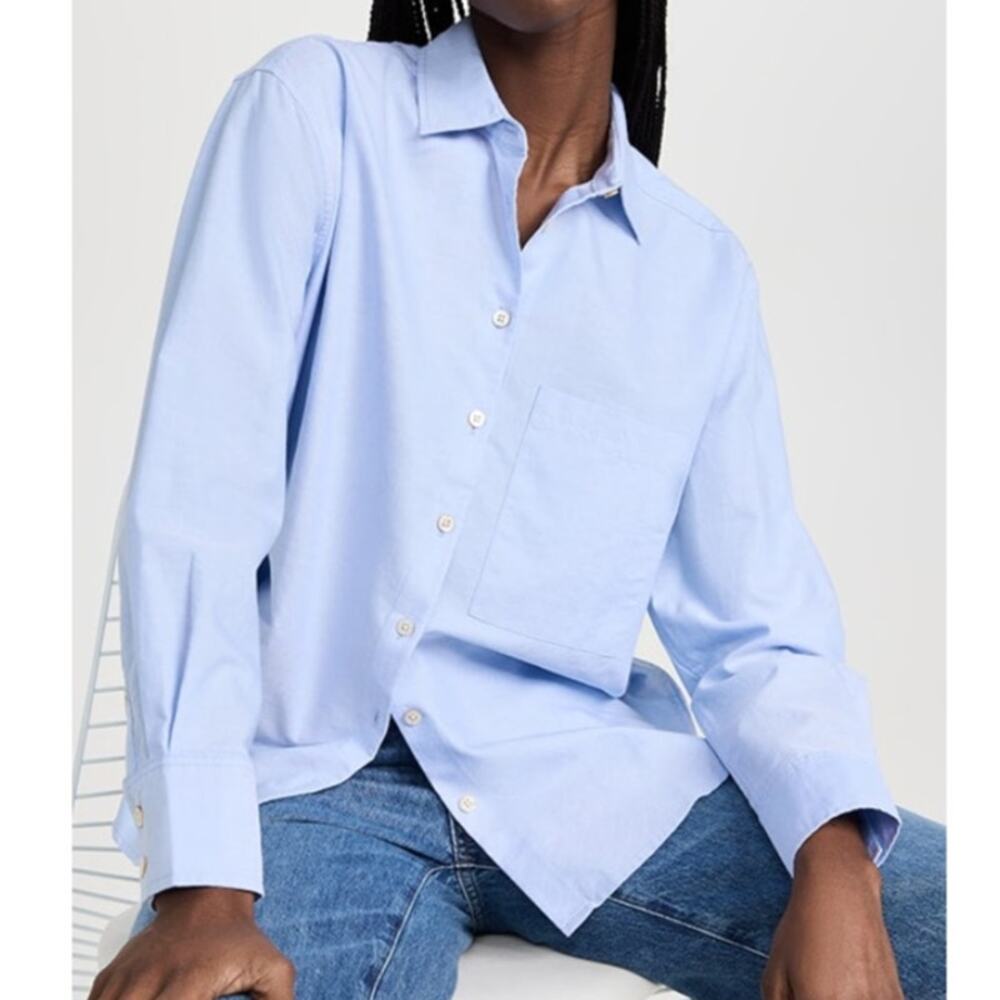 AYR The Deep End Button Down Shirt in Oxford Blue Medium Business Casual Career